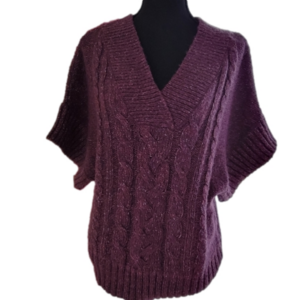 A.N.A. heathered plum vneck short sleeve knit sweater (Vest) size PL EUC